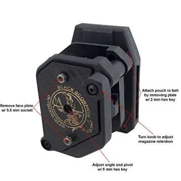 Black Scorpion Outdoor Gear Competition Magazine Pouch Single/Double Stack, Ambidextrous IPSC, USPSA Approved 3 Pcs