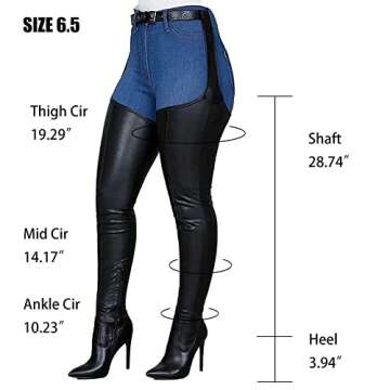 VIMISAOI Womens Thigh High Boots High Stiletto Heel Zipper PU Over the Knee High Lady's Boots