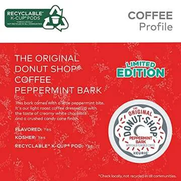 The Original Donut Shop Peppermint Bark Coffee, Black, 12 K-Cup Pods, 4.1 Oz