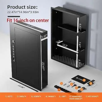 XDeer Security Flat Wall Safes In-Wall Hidden Safes Biometric Safes Fingerprint Safes Electronic Hidden Safes with Numeric Keypad Protecting Handguns, Money, Jewelry, Passports - for Home or Business