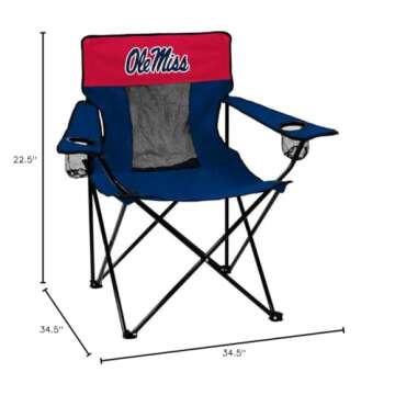 Logo Brands NCAA Mississippi Rebels Elite Chair, Unisex Adult Chair with Two Cup Holder, One Size, Team Color