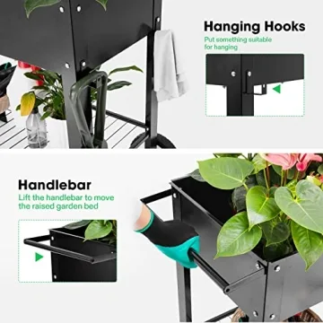 VIVOSUN Mobile Raised Garden Bed with Wheels and Storage