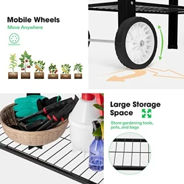 VIVOSUN Mobile Raised Garden Bed with Wheels and Storage