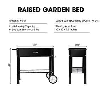 VIVOSUN Mobile Raised Garden Bed with Wheels and Storage