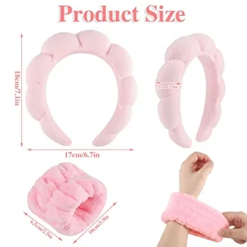 Sponge Spa Headband and Wrist Washband Set in Pink