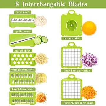 VRJISZTA 13 in 1 Kitchen Vegetable Chopper Slicer Dicer, Food Chopper/Cutter, veggie Chopper with 8 Blades, Storage Container for Egg Onion Tomato Potato Carrot Salad