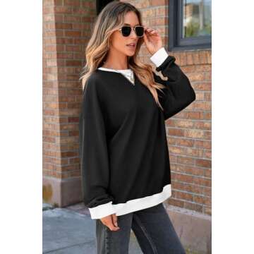 AlvaQ Women's Colorblock Sweatshirt for Fall 2024