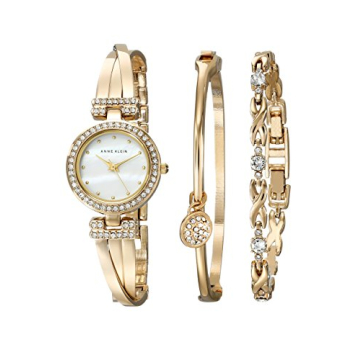 Anne Klein Women's Crystal Bangle Watch & Bracelet Set