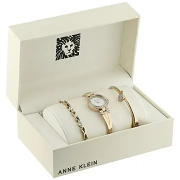 Anne Klein Women's Crystal Bangle Watch & Bracelet Set