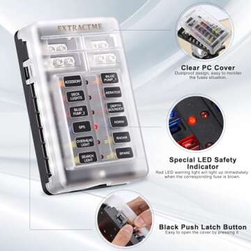 EXTRACTME 12 Way Blade Fuse Block for Auto and Marine