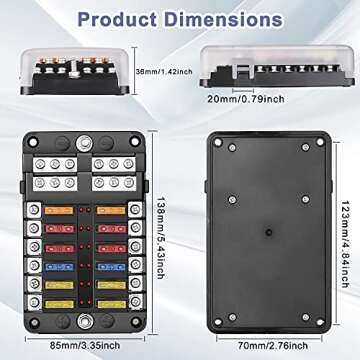 EXTRACTME 12 Way Blade Fuse Block for Auto and Marine