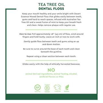 Desert Essence Tea Tree Oil Dental Floss - 50 Yards Naturally Waxed