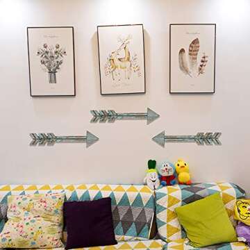 YXMYH Wood Arrows Decor, Blue Wood Arrow Sign Wall Decor - Decorative Farmhouse Home Wall Hanging Decor, 3 Pack