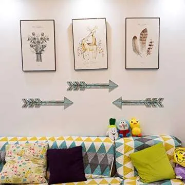 YXMYH Wood Arrows Decor, Blue Wood Arrow Sign Wall Decor - Decorative Farmhouse Home Wall Hanging Decor, 3 Pack