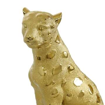 Deco 79 Resin Leopard Decorative Sculpture Home Decor Statues, Set of 2 Accent Figurines 10", 12"H, Gold