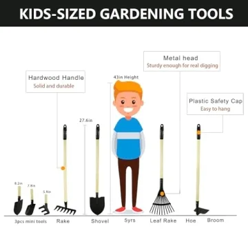 POMIKU Kids Garden Tools - 7 Piece Set for Ages 3+