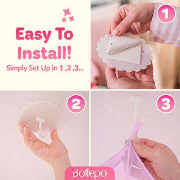 Bollepo Pink Bed Canopy for Girls with Glowing Stars - Canopy Bed Curtains | Fits Single, Twin, Full, Queen Size Kids Bed, Princess Netting Room Decor, Ceiling Tent to Cover Toddler, Canopy for Bed