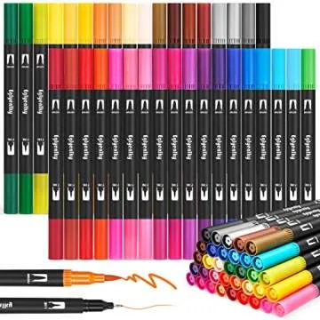 Eglyenlky Colored Markers for Adults - 36 Felt Tip Marker Set with Brush and Fine Tip for Coloring Books, Relaxation, Teens, Kids