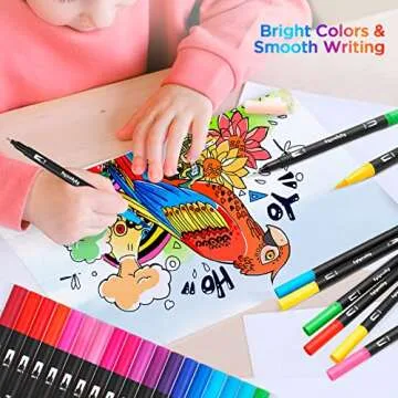 Eglyenlky Colored Markers for Adults - 36 Felt Tip Marker Set with Brush and Fine Tip for Coloring Books, Relaxation, Teens, Kids