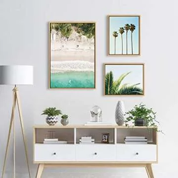 Kate and Laurel Sylvie Tropical Beach Framed Canvas Art Collection - Coastal Home Decor