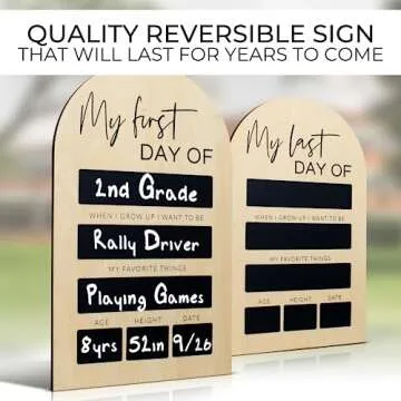 Beautiful Wooden First and Last Day School Board Sign