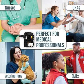 First Lifesaver 4-in-1 Nurse Fanny Pack with Multi-Compartment and Tape Holder For Nurses, Nursing Students (Black 2 Zippers)