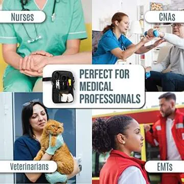 First Lifesaver 4-in-1 Nurse Fanny Pack with Multi-Compartment and Tape Holder For Nurses, Nursing Students (Black 2 Zippers)