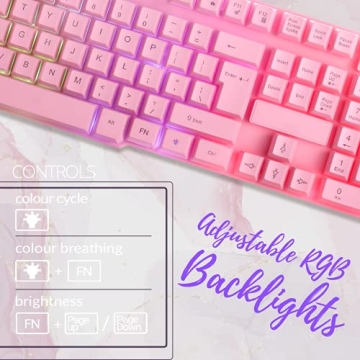 Stunning Pink Gaming Keyboard & Mouse Set Bundle 4in1