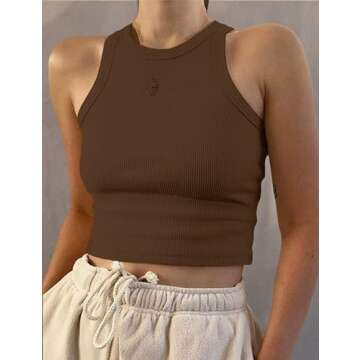 Meladyan Women's Sleeveless Racerback Crop Tank Top
