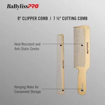 BabylissPRO GOLDFX Metal Comb 2-Pack - Precision Hair Cutting Tools