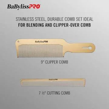 BabylissPRO GOLDFX Metal Comb Set for Stylish Grooming