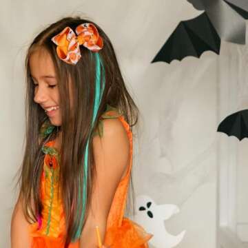 4.3" Halloween Hair Bows Clips for Girls Pumpkin Ribbon Bowkont Alligator Barrettes Hairpins Teens Toddlers Fall Thanksgiving Halloween outfits Decor Accessory for Women Kids