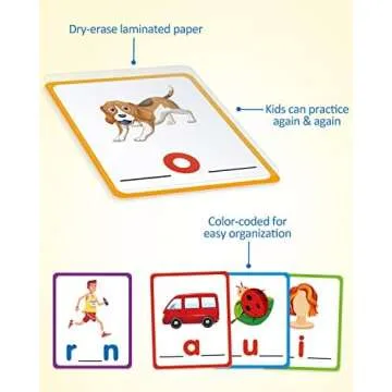 Coogam CVC Sight Words Flashcards, Short Vowel Spelling Game, Preschool Kids Learning Sight Words Supplies, Montessori Educational Writing Reading Toy Gift for 3 4 5 Years Old