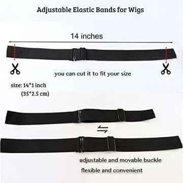 PIESOYRI 6PCS Adjustable Elastic Bands for Wigs, Adjustable Wig Straps for Making Wig Glueless, Adjustable Wig Bands for Keeping Wigs in Place (Size: 1 * 14inches)