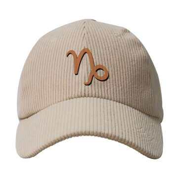 Capricorn Symbol Baseball Cap: Adjustable Corduroy Dad Hat