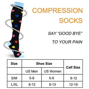 7 Pairs Copper Compression Socks for Men Women 20-30 mmHg Knee High Stockings
