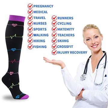 7 Pairs Copper Compression Socks for Men Women 20-30 mmHg Knee High Stockings