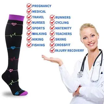 7 Pairs Copper Compression Socks for Men Women 20-30 mmHg Knee High Stockings