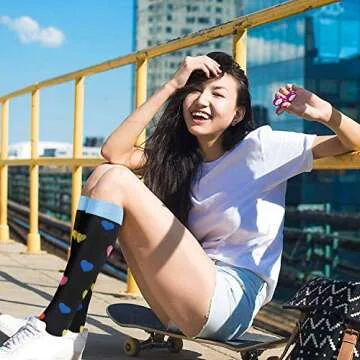 7 Pairs Copper Compression Socks for Men Women 20-30 mmHg Knee High Stockings