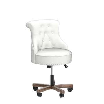 Kinmars Armless Swivel Office Chair, Adjustable Beige Desk Chair