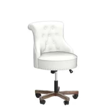 Kinmars Armless Swivel Office Chair, Adjustable Beige Desk Chair