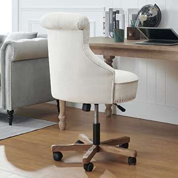 Kinmars Armless Swivel Office Chair, Adjustable Beige Desk Chair
