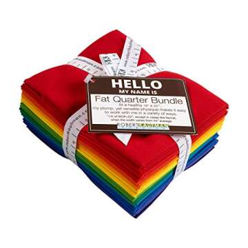 Kona Cotton Fat Quarter Bundles 12 Pcs Bright Rainbow