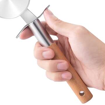LX LERMX Super Sharp Pizza Cutter with Wooden Handle