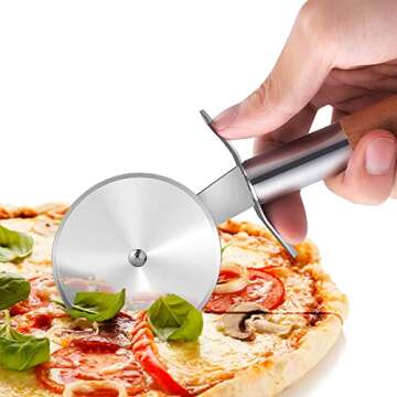 LX LERMX Super Sharp Pizza Cutter with Wooden Handle