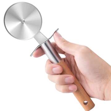 LX LERMX Super Sharp Pizza Cutter with Wooden Handle