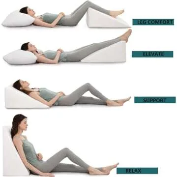Bed Wedge Pillows Leg Elevation Reading Pillow & Back Support Wedge Pillow - for Back and Legs Support, Back Pain, Leg Pain, Pregnancy, Neck and Shoulder Joint Pain, Sleeping (White, 10" x 24" x 24")
