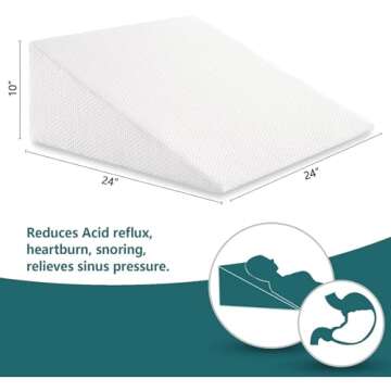 Bed Wedge Pillows Leg Elevation Reading Pillow & Back Support Wedge Pillow - for Back and Legs Support, Back Pain, Leg Pain, Pregnancy, Neck and Shoulder Joint Pain, Sleeping (White, 10" x 24" x 24")