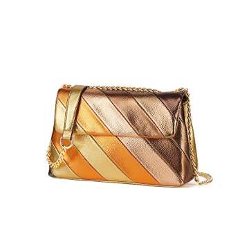 Metallic Gold Convertible Crossbody Bag for Women