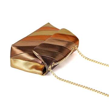 Metallic Gold Convertible Crossbody Bag for Women